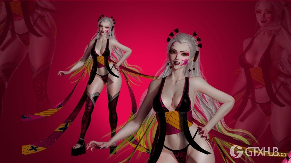 鬼灭之刃 3D 模型 Daki - Kimetsu No Yaiba - UE5 - Blender 3D Model