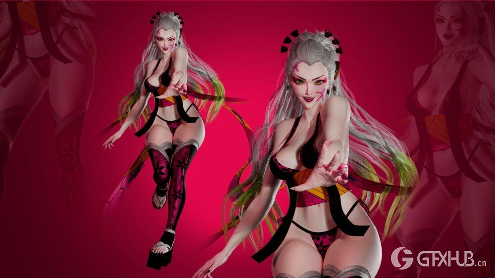 鬼灭之刃 3D 模型 Daki - Kimetsu No Yaiba - UE5 - Blender 3D Model