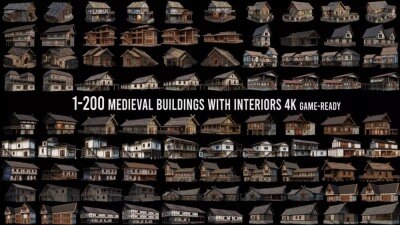 中世纪欧洲老房子建筑3D模型合集 200 OLD MEDIEVAL HOUSES BUILDINGS PACK (Blender/FBX格式)