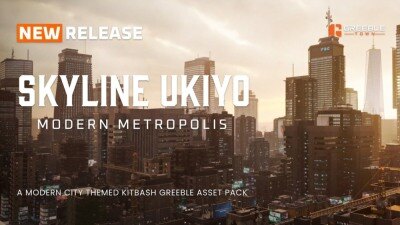 天际线浮世现代大都会 – 现代城市Blender三维模型资产