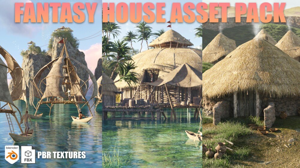 Blender 梦幻小屋模型 ChuckCG Fantasy House Asset Pack - GFXHUB