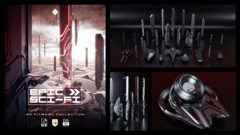 史诗科幻高细节硬表面科幻建筑 3D 模型资产 (格式：blend.obj.fbx)