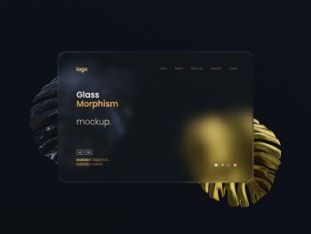 磨砂玻璃形态ps模板 Glass Morphism mockups