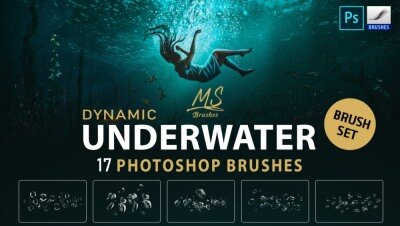 17 个高品质动态水下气泡涟漪画笔 Underwater Photoshop Brushes
