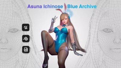 一之濑亚丝娜 游戏就绪3D模型 Asuna Ichinose – Game Ready 3D model
