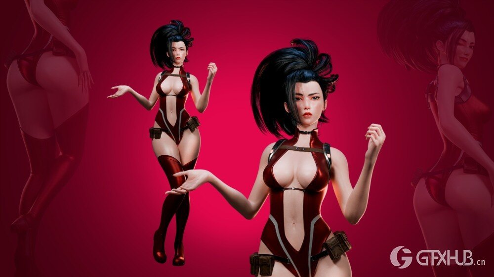 MOMO YAOYOROZU - Blender 低多边形 3D 模型