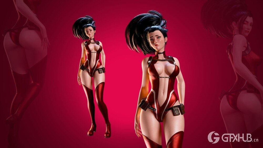 MOMO YAOYOROZU - Blender 低多边形 3D 模型