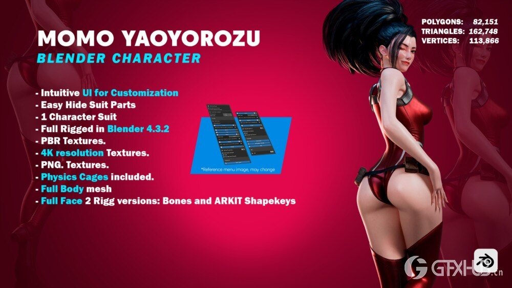 MOMO YAOYOROZU - Blender 低多边形 3D 模型