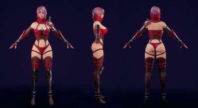 忍者勇士女性角色 游戏就绪3D 模型 Red Ninja 3D – Game Ready – 3D model