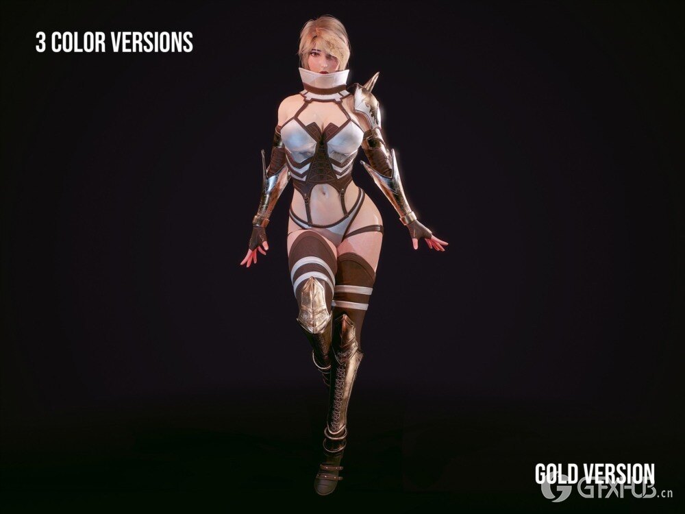 忍者勇士女性角色 游戏就绪3D 模型 Red Ninja 3D - Game Ready - 3D model