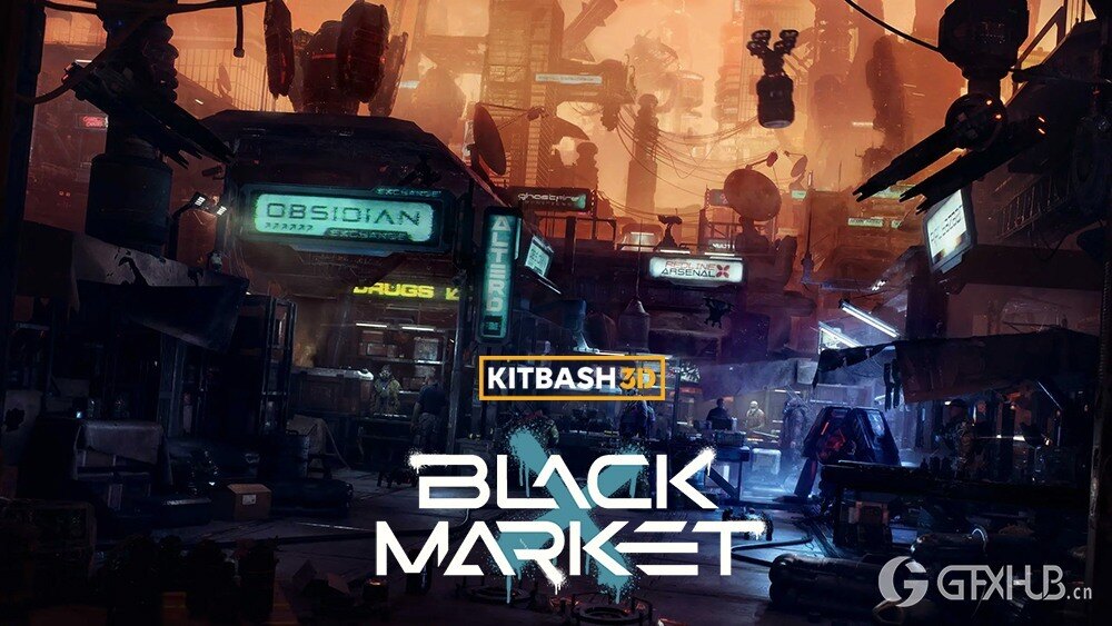 乌托邦地下黑市街道建筑3D模型 KitBash3D - Black Market