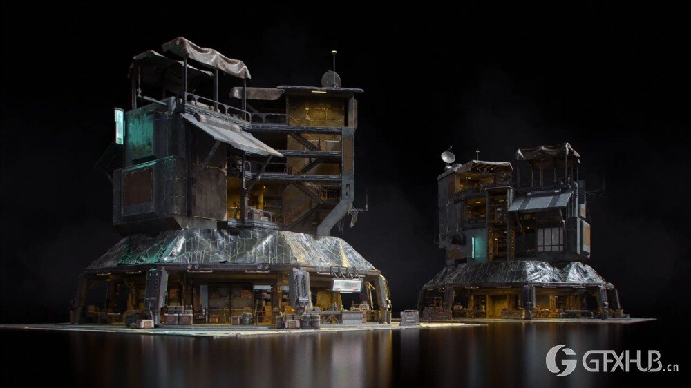 乌托邦地下黑市街道建筑3D模型 KitBash3D - Black Market