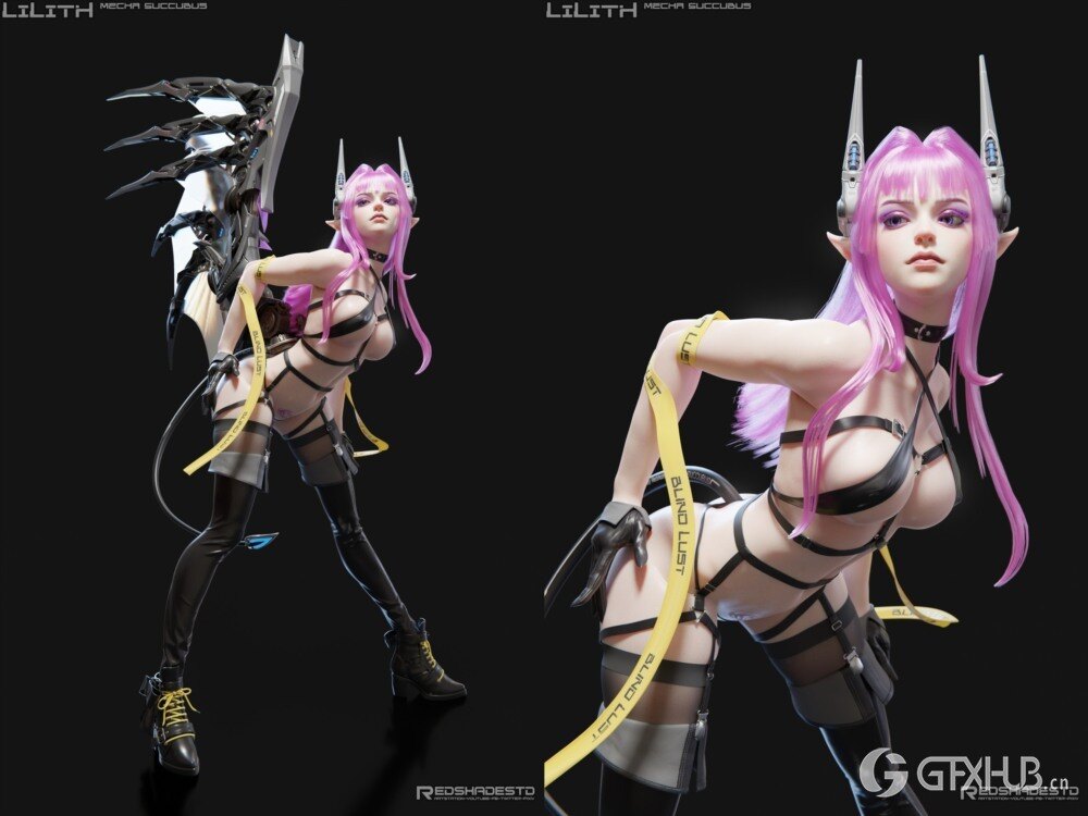 莉莉丝 - 机甲魅魔人类形态3D 模型 Lilith - Mecha Succubus Human Form Project Files