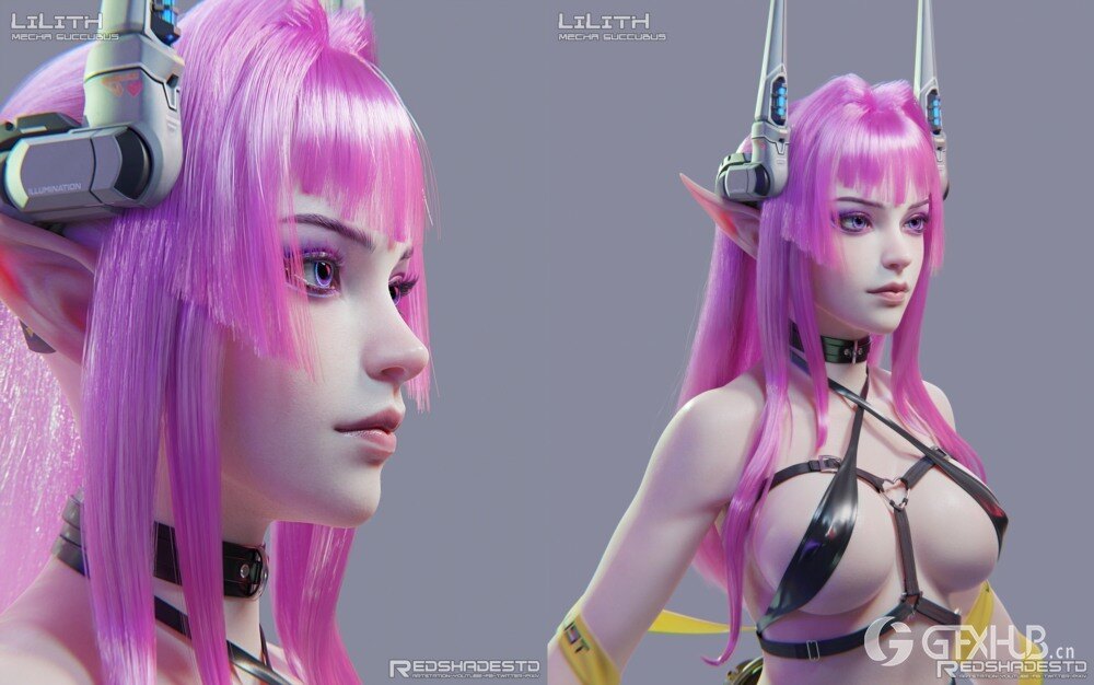 莉莉丝 - 机甲魅魔人类形态3D 模型 Lilith - Mecha Succubus Human Form Project Files