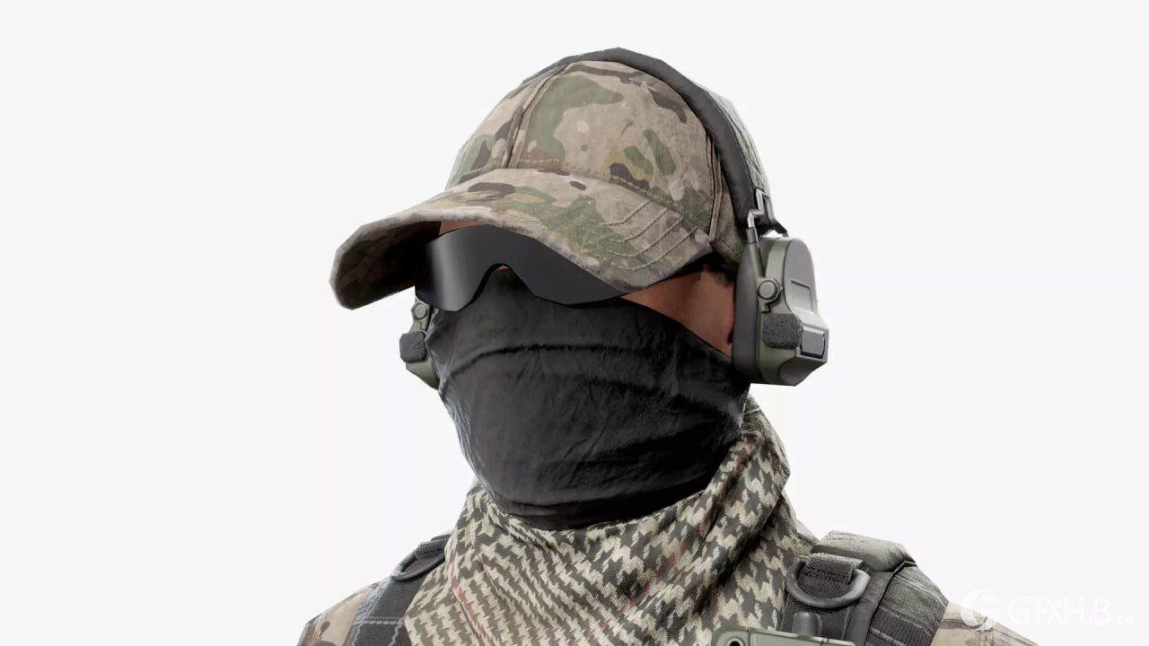 美国现代突击士兵低多边形3D模型