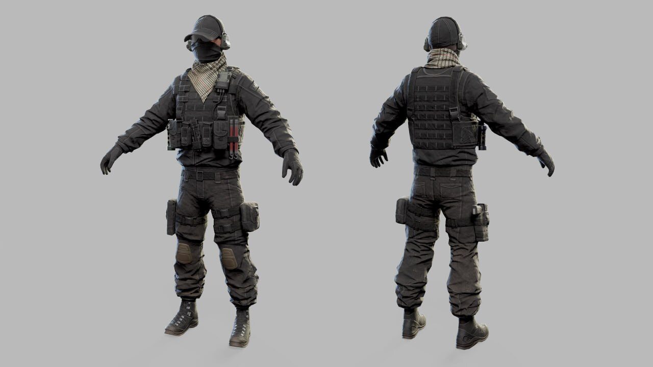 美国现代突击士兵低多边形3D模型 - GFXHUB