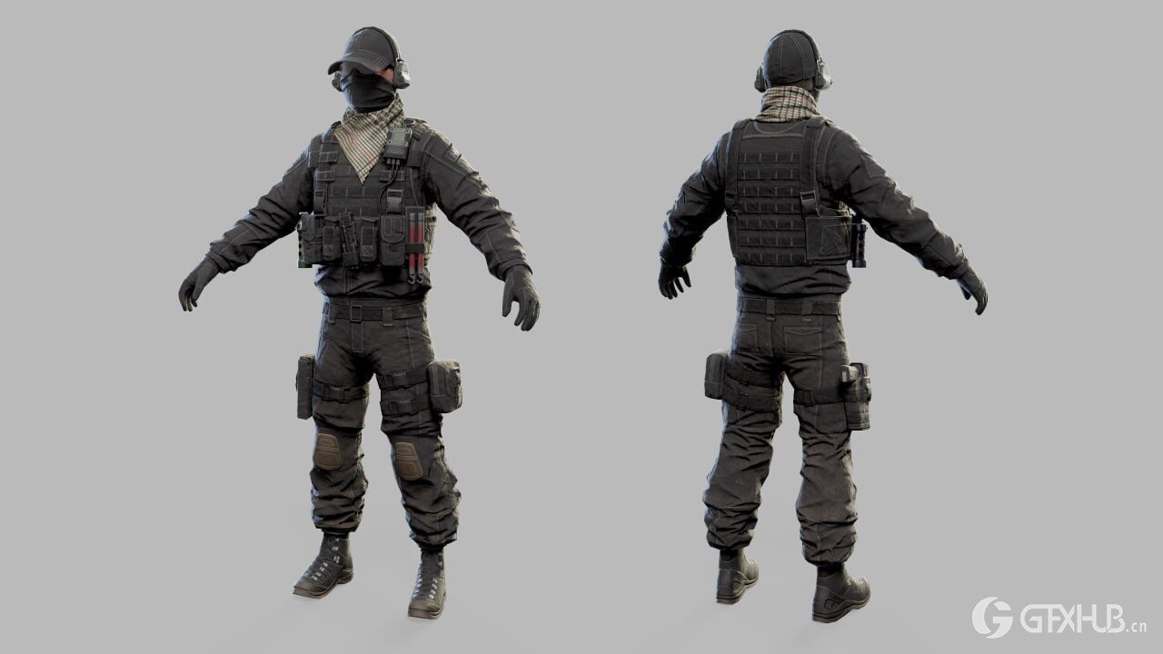 美国现代突击士兵低多边形3D模型