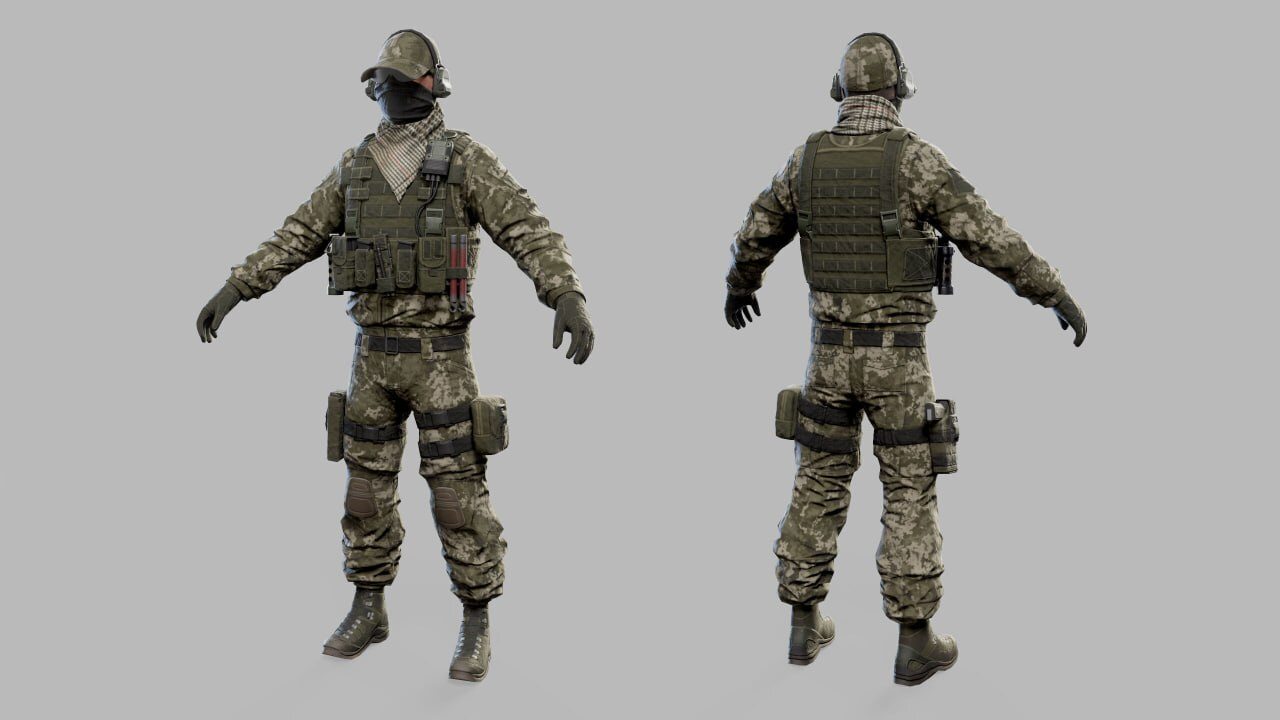 美国现代突击士兵低多边形3D模型 - GFXHUB