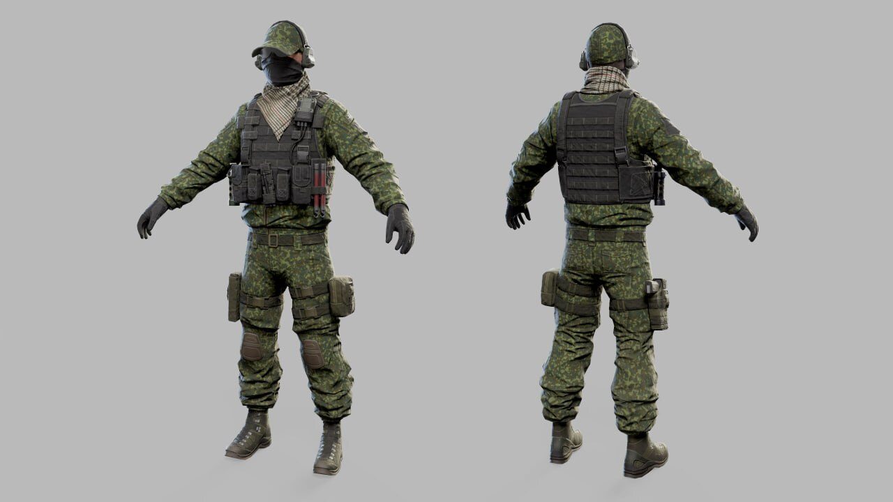 美国现代突击士兵低多边形3D模型 - GFXHUB