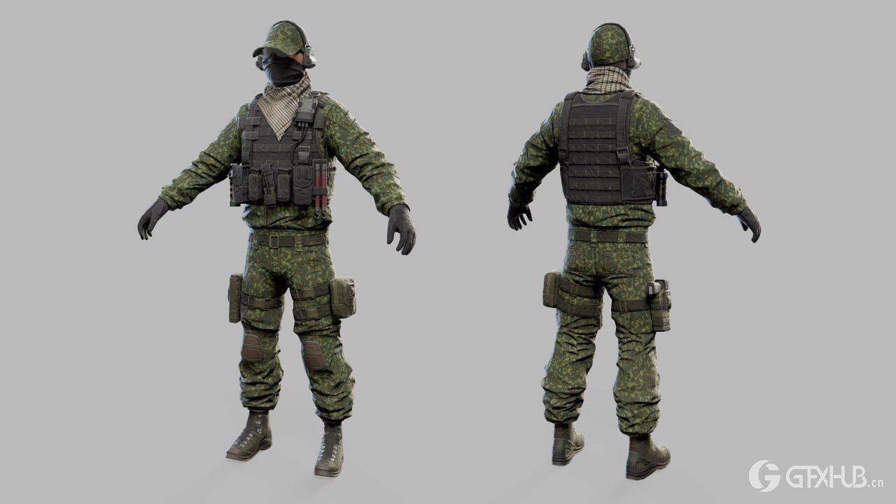 美国现代突击士兵低多边形3D模型