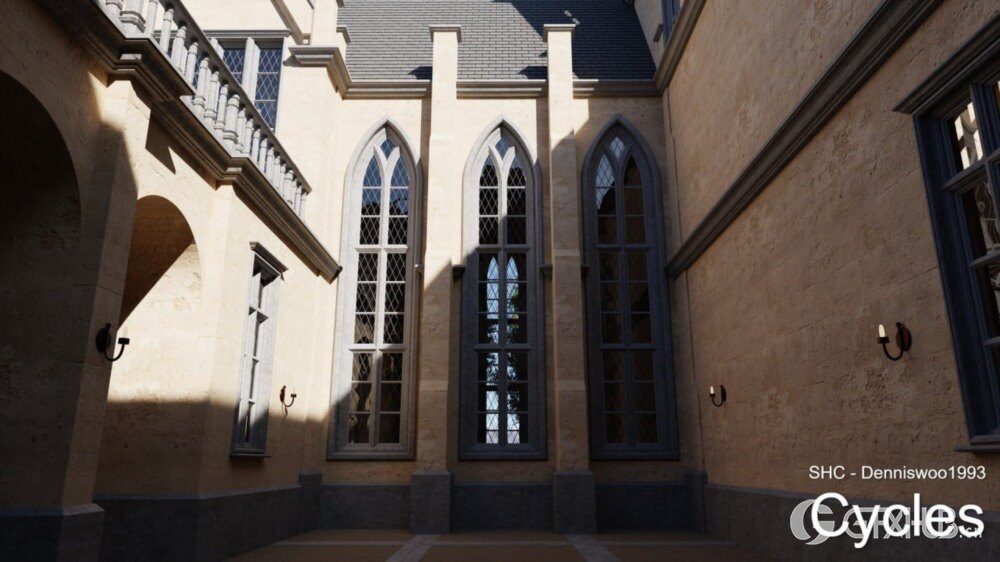 Blender Eevee 和 Cycles 的经典庄园/城堡/宅邸内部模型