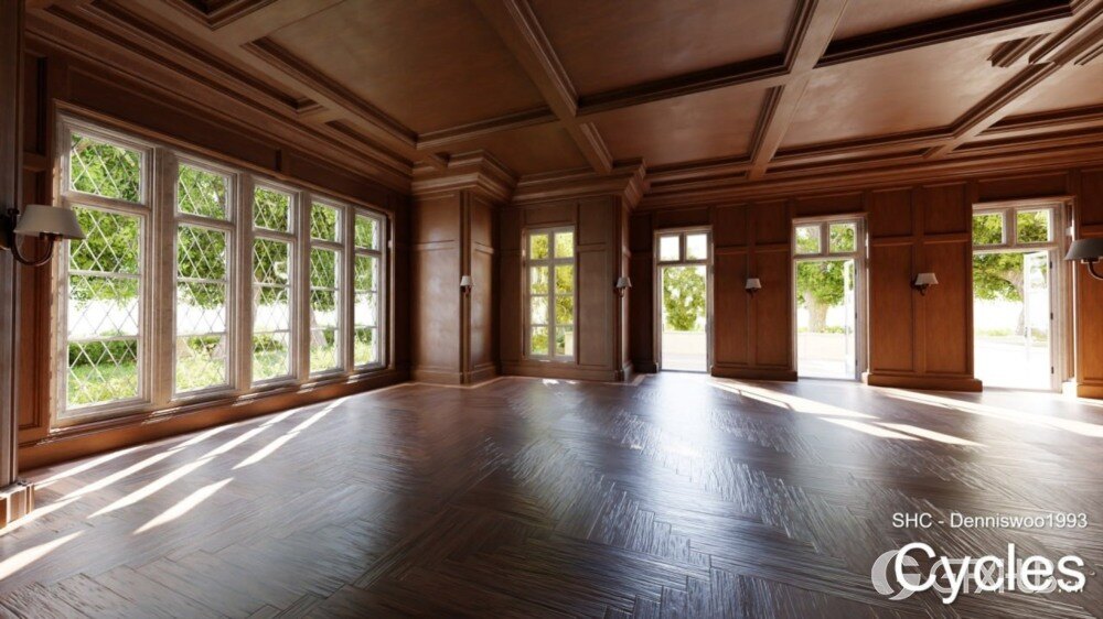 Blender Eevee 和 Cycles 的经典庄园/城堡/宅邸内部模型