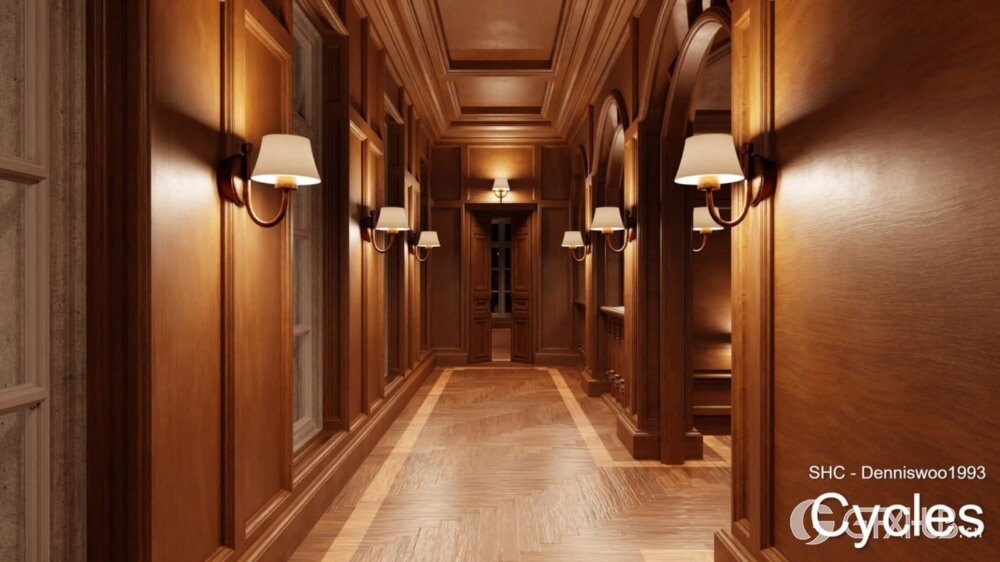 Blender Eevee 和 Cycles 的经典庄园/城堡/宅邸内部模型