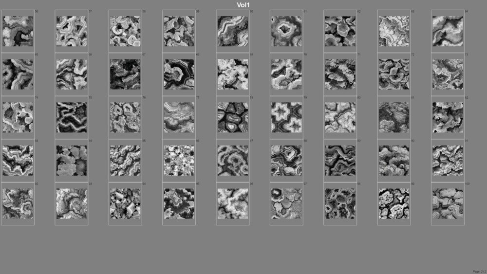 100个切片晶洞表面位移图 切割晶洞形态、水晶层和天然石脉 - GFXHUB