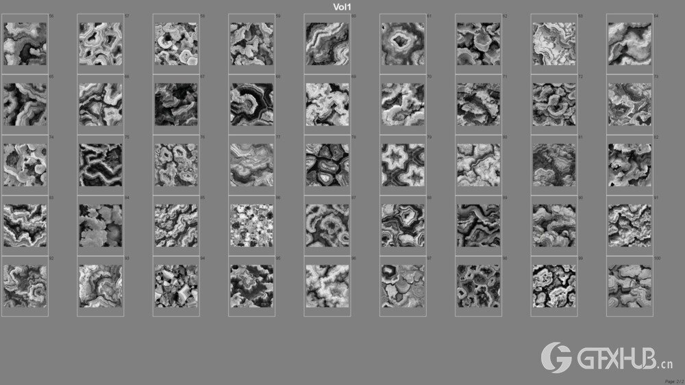 100个切片晶洞表面位移图 切割晶洞形态、水晶层和天然石脉