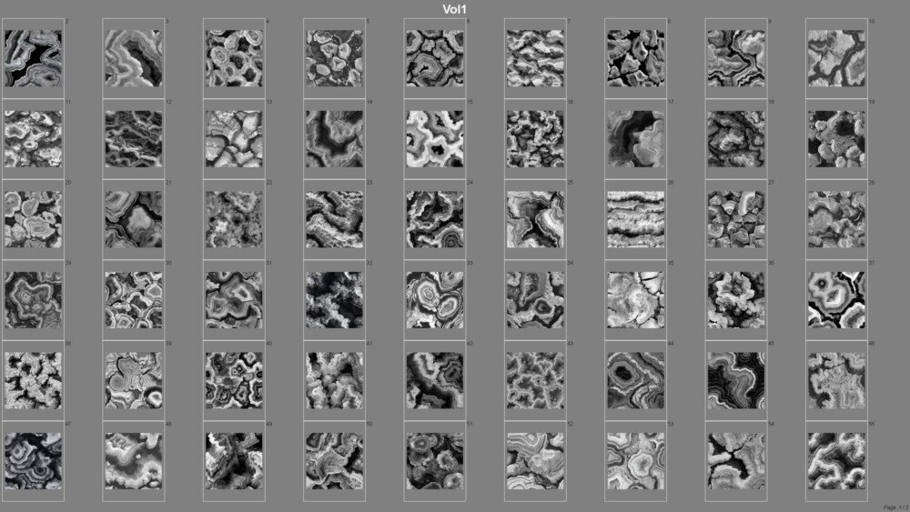 100个切片晶洞表面位移图 切割晶洞形态、水晶层和天然石脉 - GFXHUB