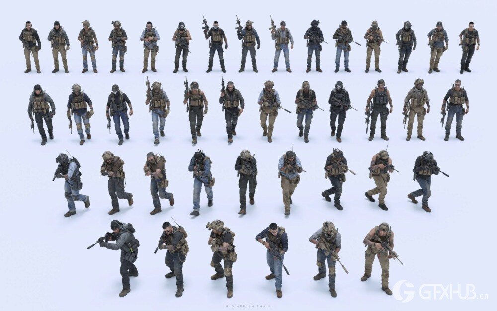 特种部队模块化英雄角色3D模型资产库 BigMediumSmall – Shadow Unit