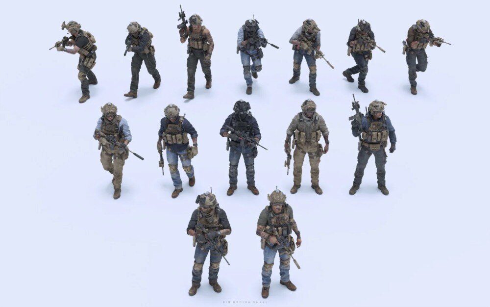 特种部队模块化英雄角色3D模型资产库 BigMediumSmall – Shadow Unit - GFXHUB