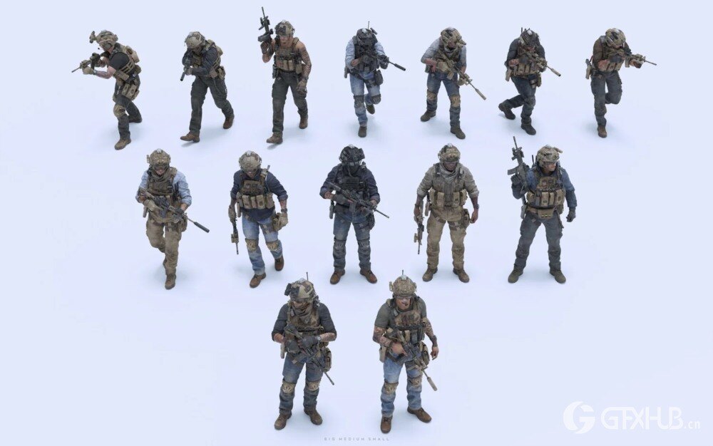 特种部队模块化英雄角色3D模型资产库 BigMediumSmall – Shadow Unit