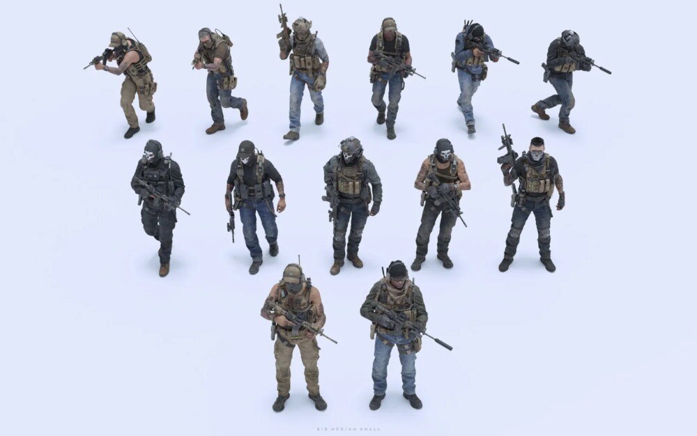 特种部队模块化英雄角色3D模型资产库 BigMediumSmall – Shadow Unit - GFXHUB