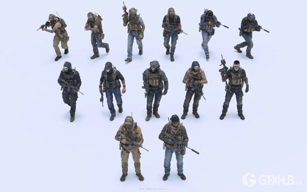 特种部队模块化英雄角色3D模型资产库 BigMediumSmall – Shadow Unit