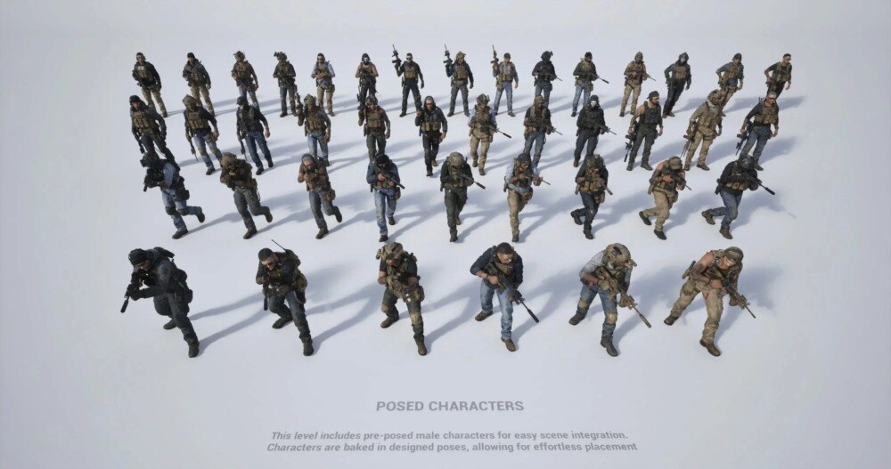 特种部队模块化英雄角色3D模型资产库 BigMediumSmall – Shadow Unit - GFXHUB