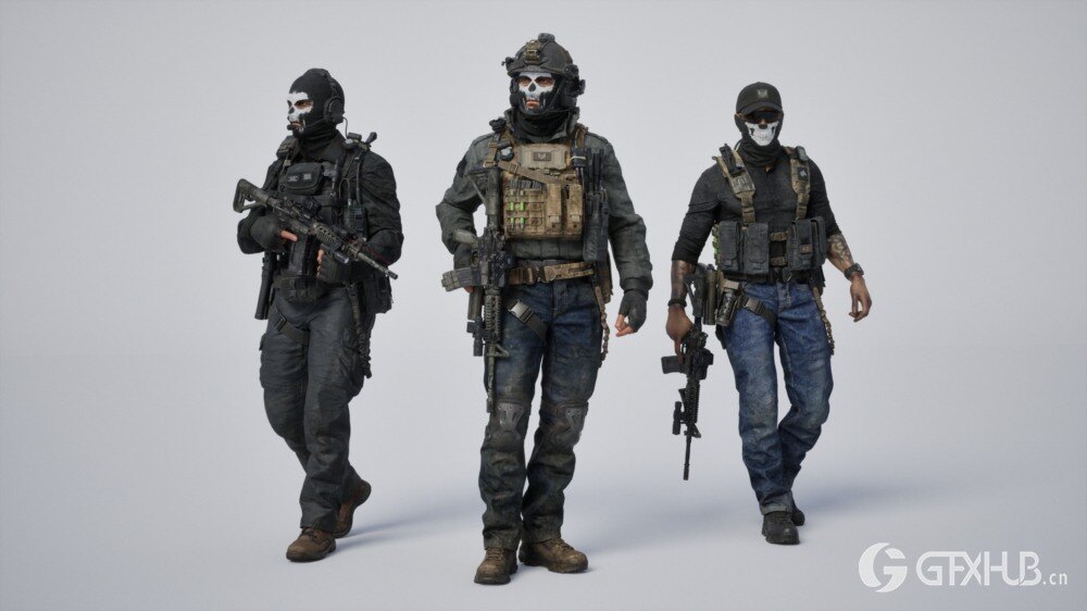特种部队模块化英雄角色3D模型资产库 BigMediumSmall – Shadow Unit