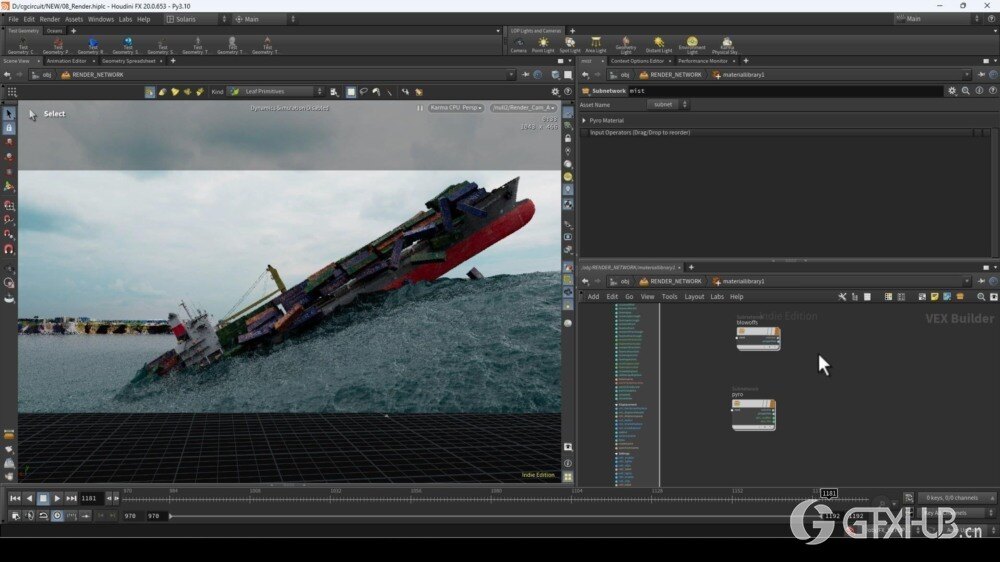 【中文字幕】Houdini 海洋特效模拟巨浪撞击货船教程
