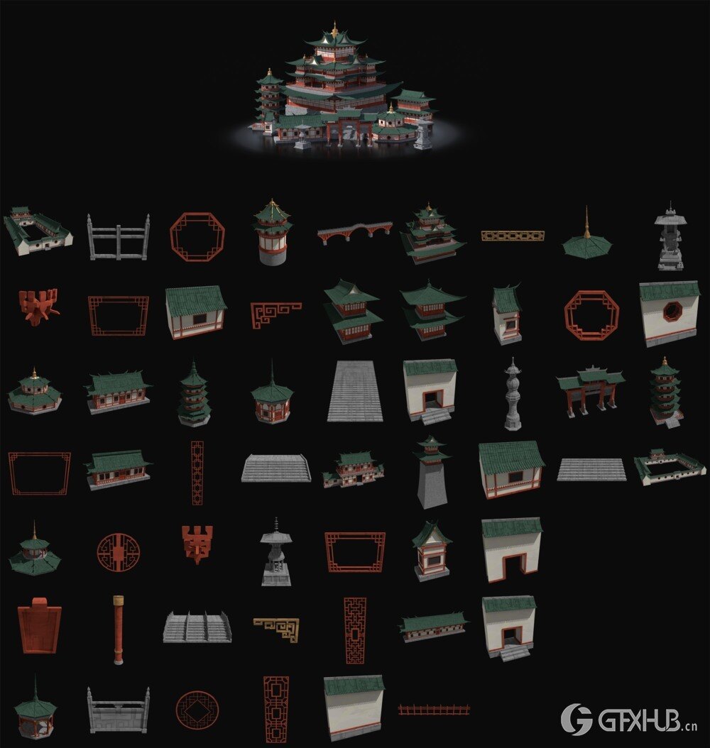 风格化建筑库500+精心制作的建筑资产合集