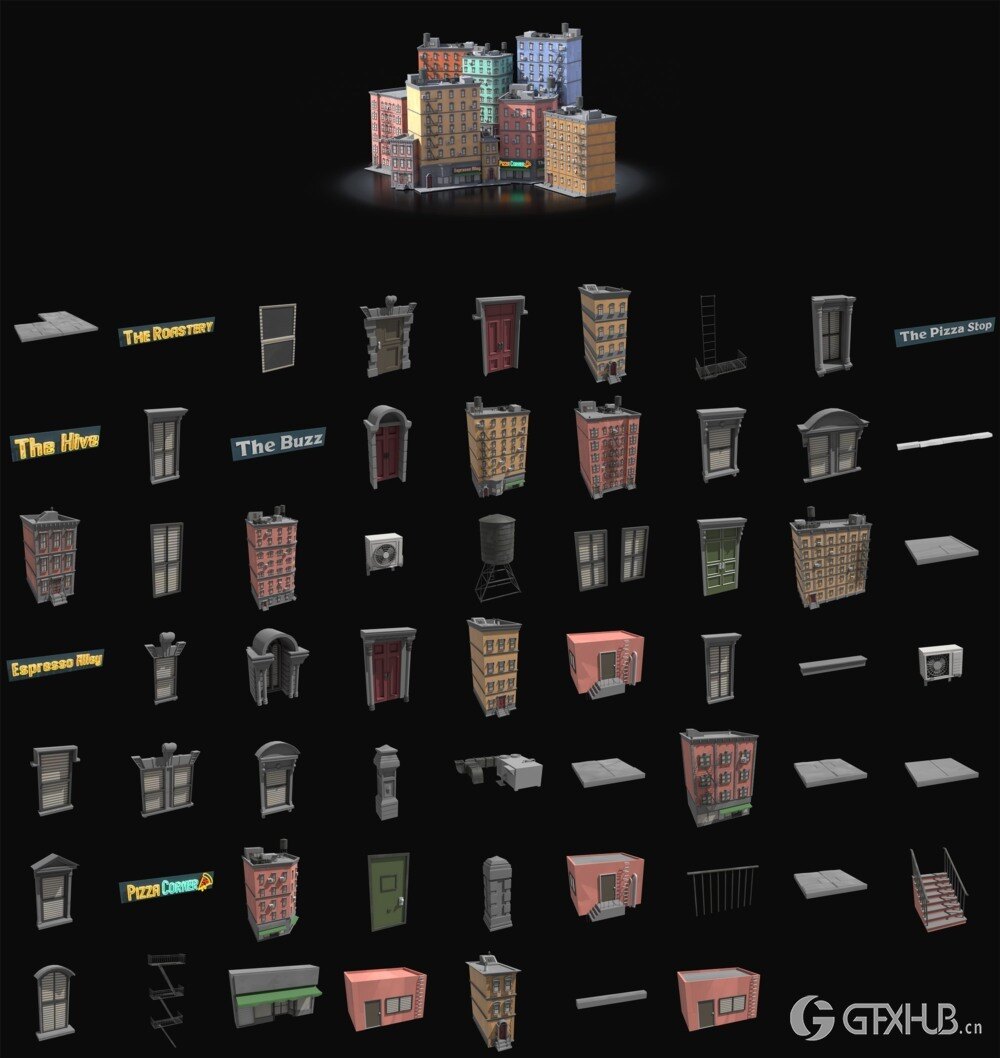 风格化建筑库500+精心制作的建筑资产合集