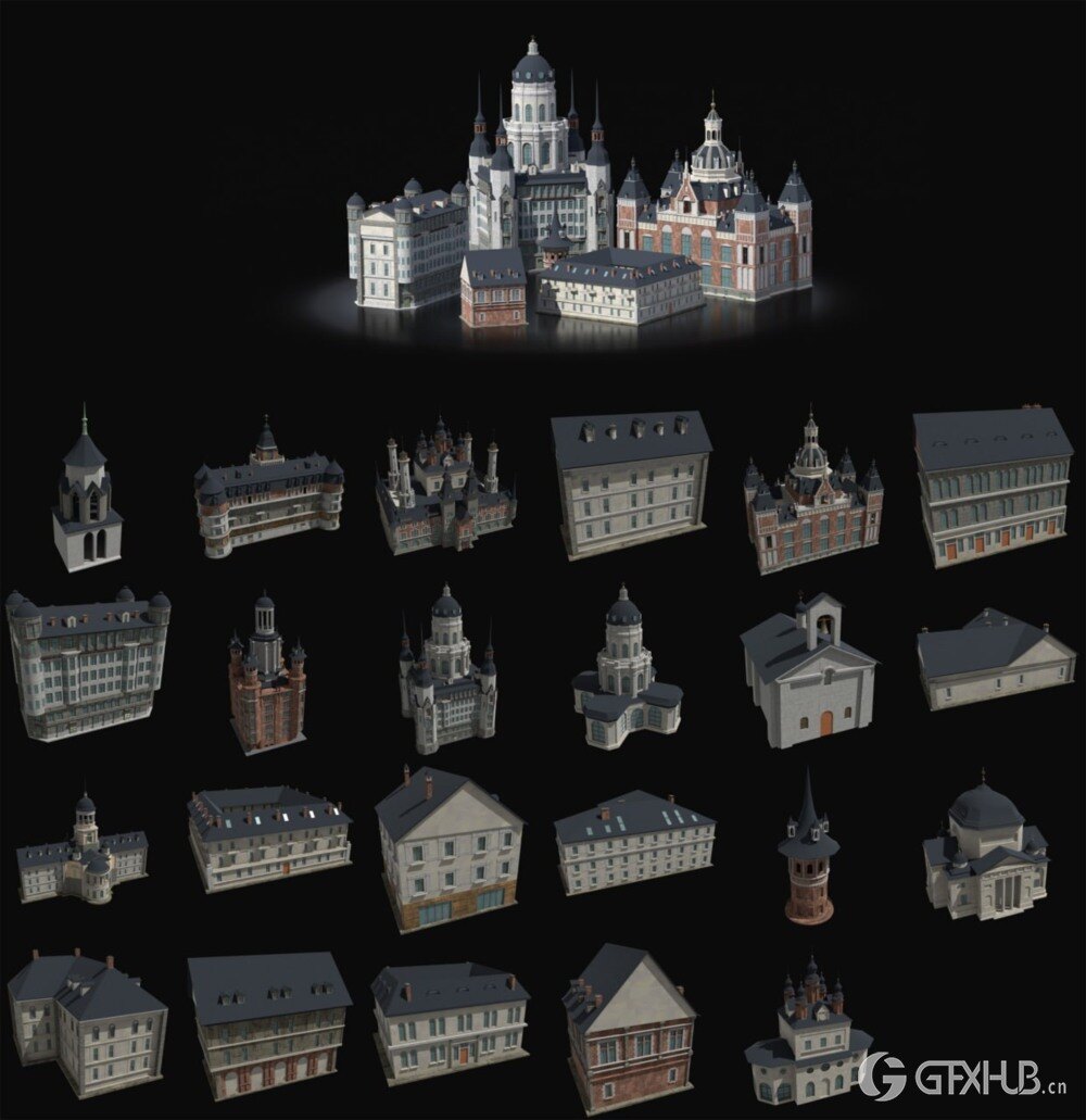 风格化建筑库500+精心制作的建筑资产合集