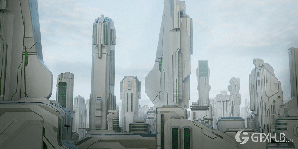 数据之城科幻建筑三维模型资产 Arclink City - Data Megapolis Kitbash Buildings