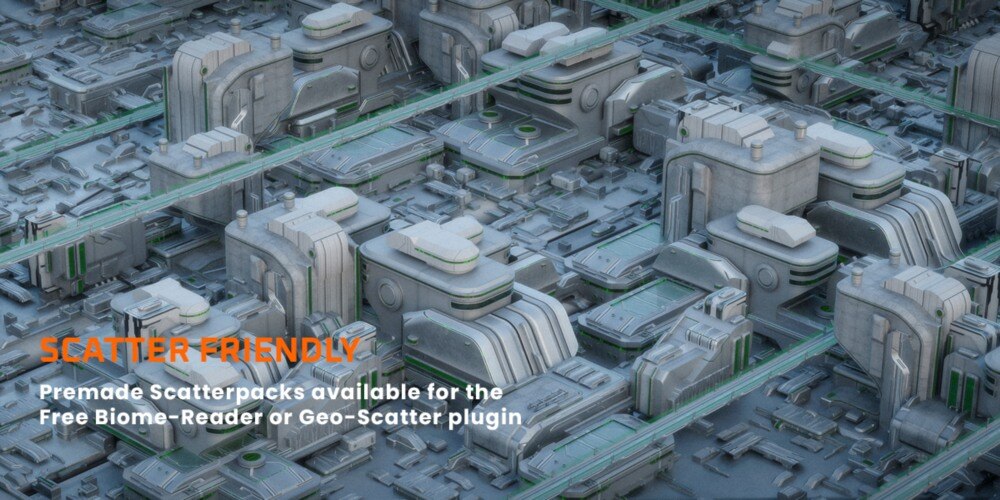 数据之城科幻建筑三维模型资产 Arclink City – Data Megapolis Kitbash Buildings - GFXHUB