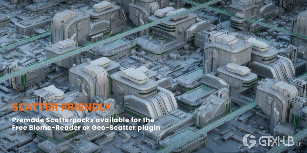 数据之城科幻建筑三维模型资产 Arclink City - Data Megapolis Kitbash Buildings