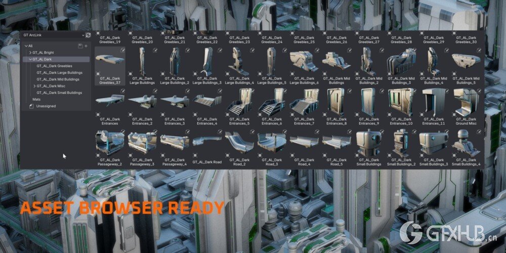 数据之城科幻建筑三维模型资产 Arclink City - Data Megapolis Kitbash Buildings