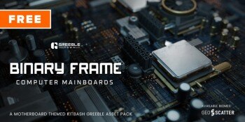 二进制帧计算机主板 – 抽象主板三维模型资产 Binary Frame Computer Mainboards