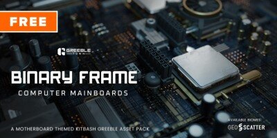 二进制帧计算机主板 – 抽象主板三维模型资产 Binary Frame Computer Mainboards