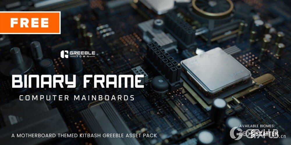 二进制帧计算机主板 - 抽象主板三维模型资产 Binary Frame Computer Mainboards