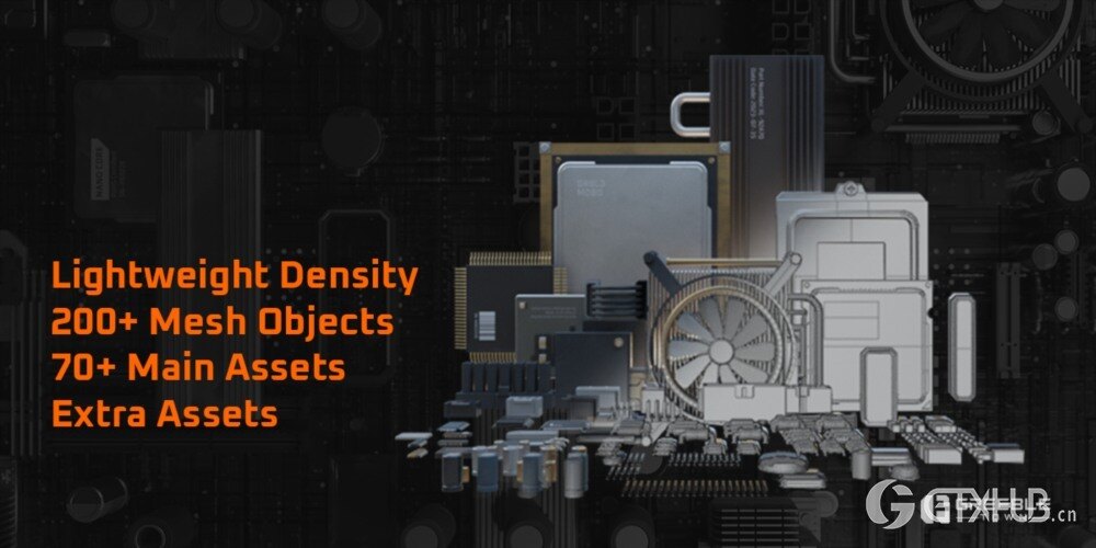 二进制帧计算机主板 - 抽象主板三维模型资产 Binary Frame Computer Mainboards