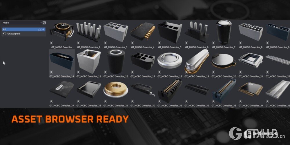 二进制帧计算机主板 - 抽象主板三维模型资产 Binary Frame Computer Mainboards